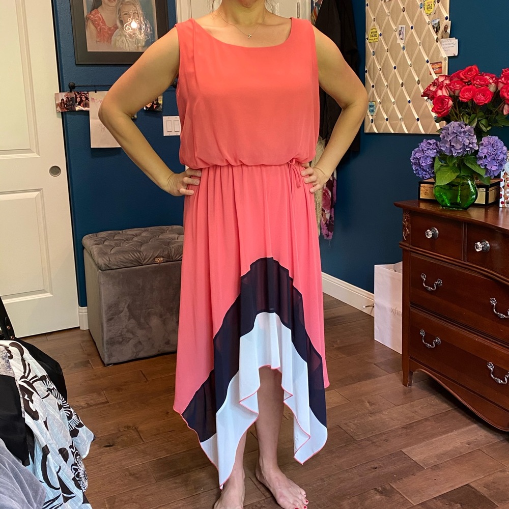 Coral sleeveless XL summer dress